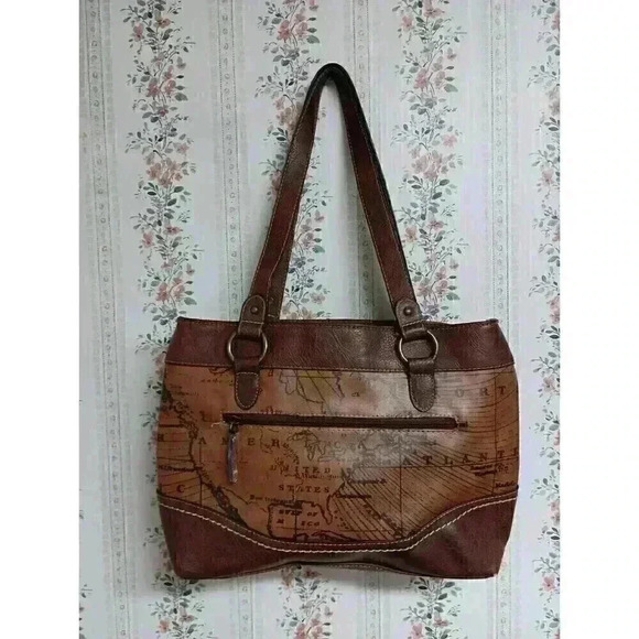 B.O.C Born Concepts World Map Faux Leather Purse Over The Shoulder Handbag - Picture 3 of 12